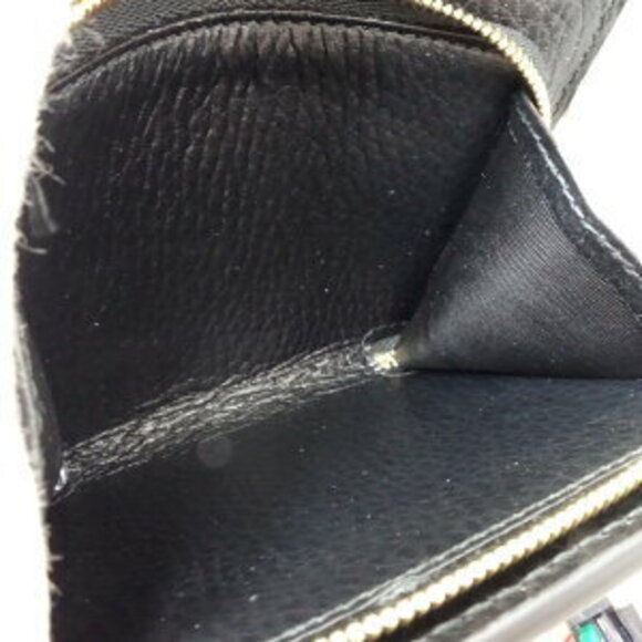 Gucci Compact Flap Wallet GG Marmont Leather Bi fold Black Beige - Picture 7 of 9